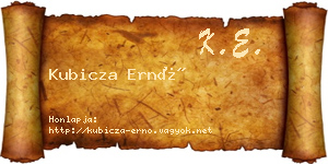 Kubicza Ernő névjegykártya